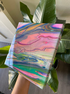 Rainbow Road - 8" x 8" Resin Painting on Wood